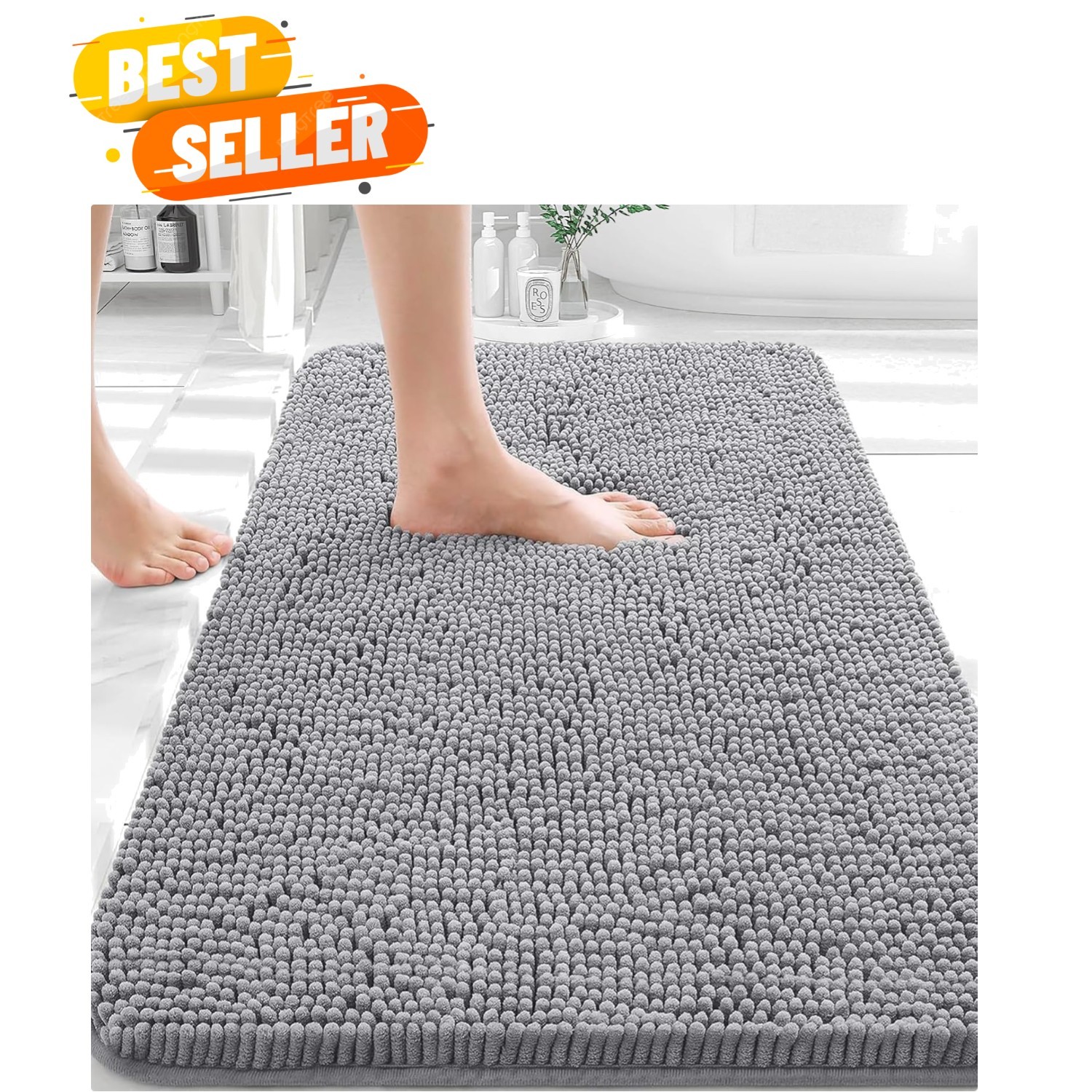 Bathroom Rugs 30×20, Extra Soft Absorbent Chenille Bath Rugs, Rubber Backing …