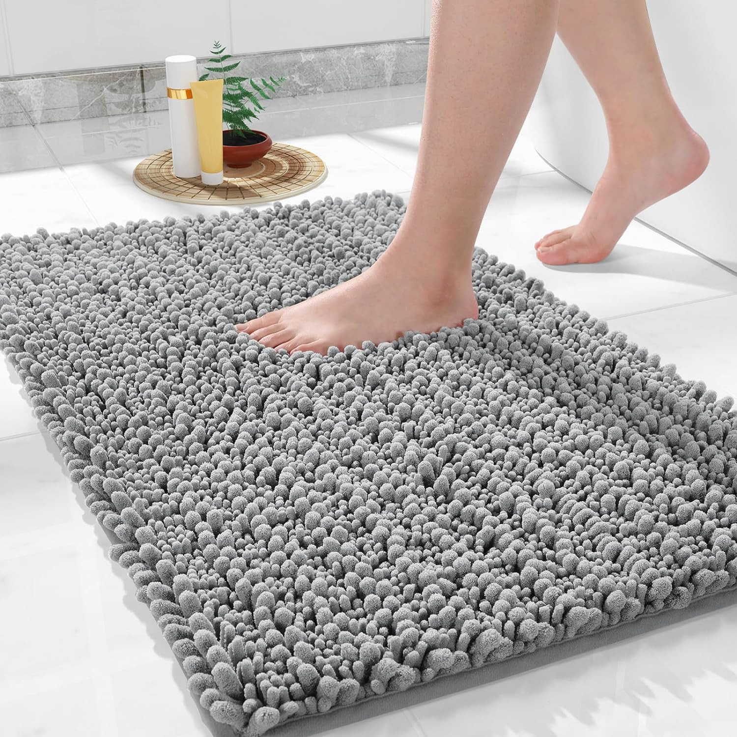 Yimobra Bathroom Rug Mat 24 X 17, Extra Soft Non Slip Absorbent Water Bath Rug,
