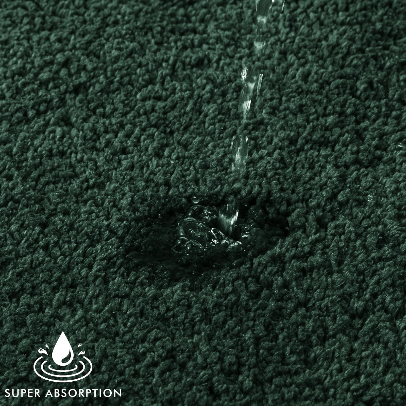 3 PCS Bathroom Rugs Set Toilet Mat Runner Absorbent Microfiber Dark Green