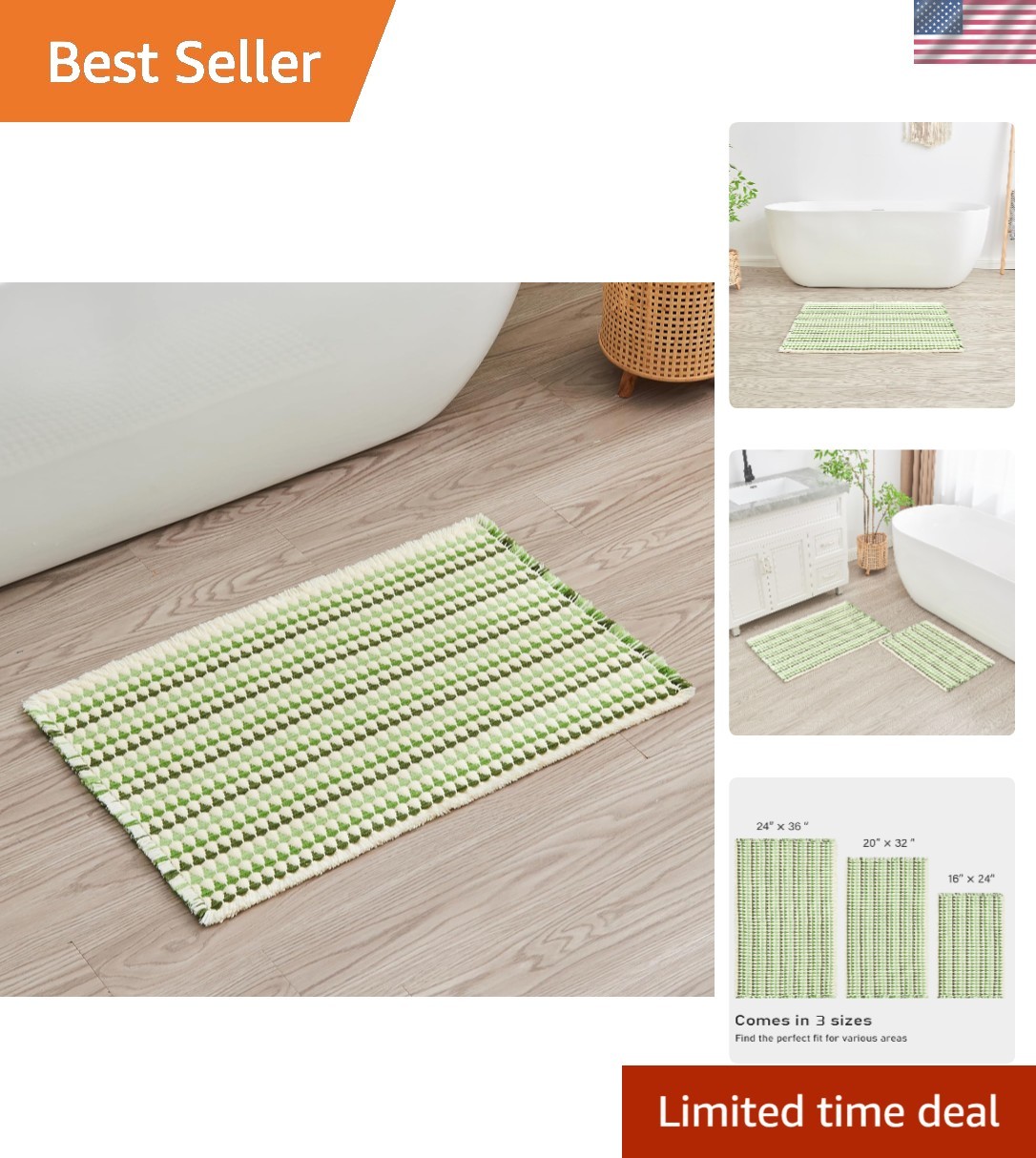 Multi-Functional Boho Bathroom Mat – Quick Dry and Machine Washable, 16 x 24