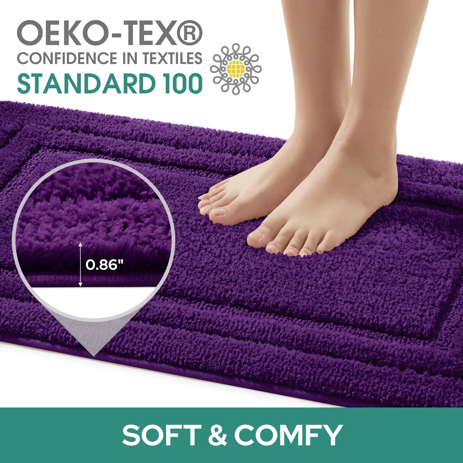 Bathroom Rugs Sets 3 Piece, Super Soft and Absorbent Non Slip Microfiber Toil…