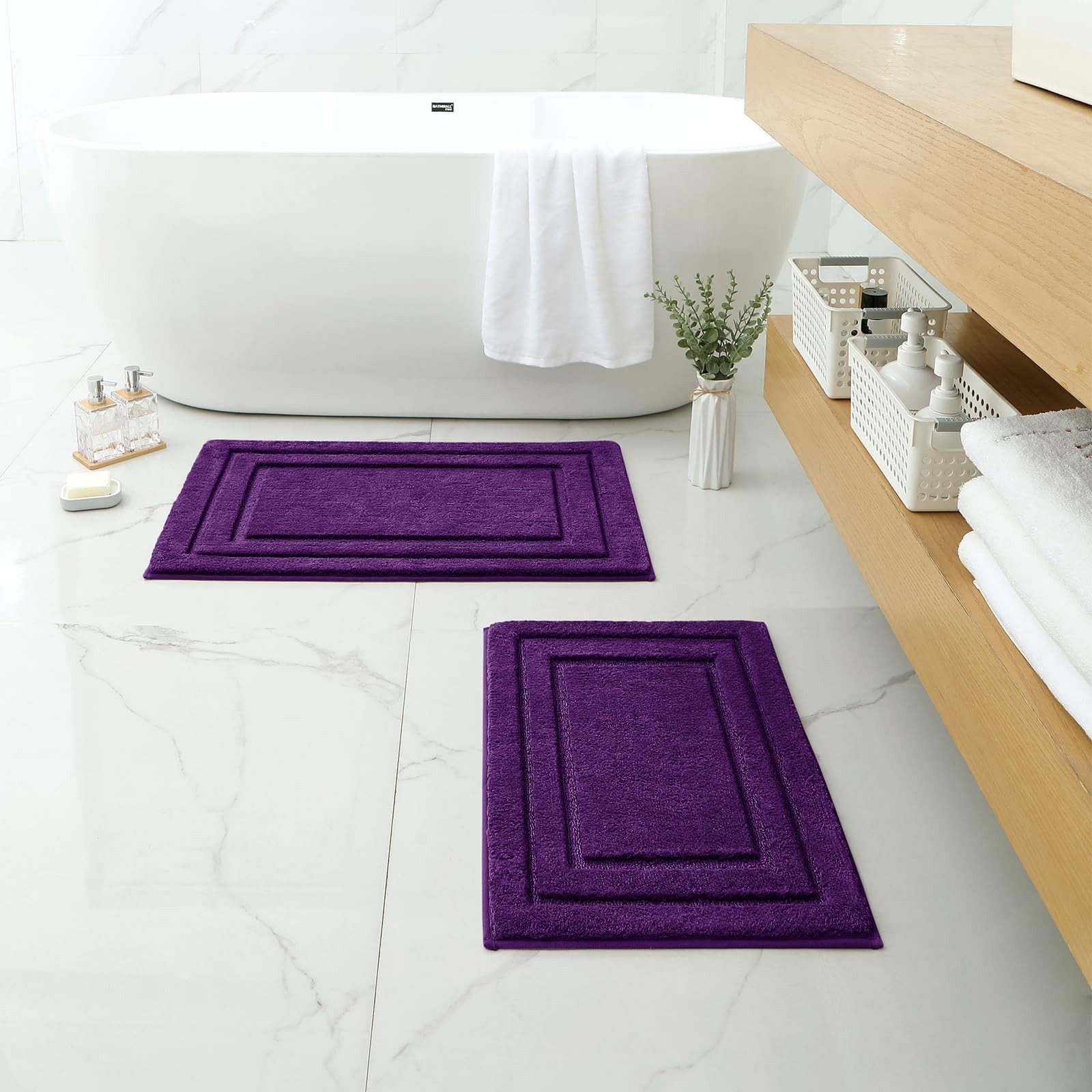 Bathroom Rugs Sets 2 Piece, Super Soft and Absorbent Non Slip Microfiber Mach…