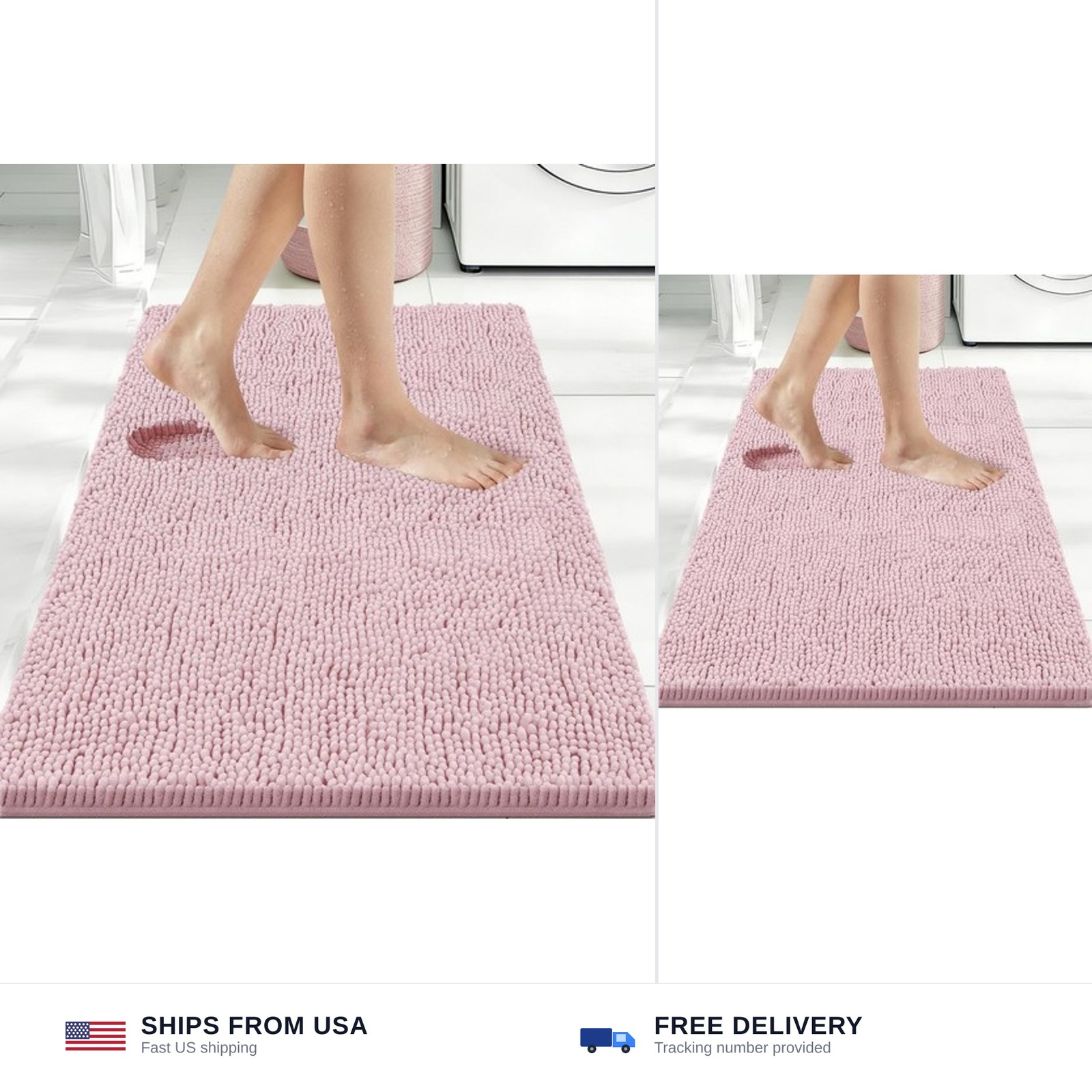 Bcoimo Large Bathroom Rug, Chenille Bath Mat with High Low Pile Design, Soft …