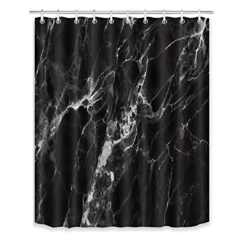 Black Marble Shower Curtain Abstract Modern Natural Black Grey Marble