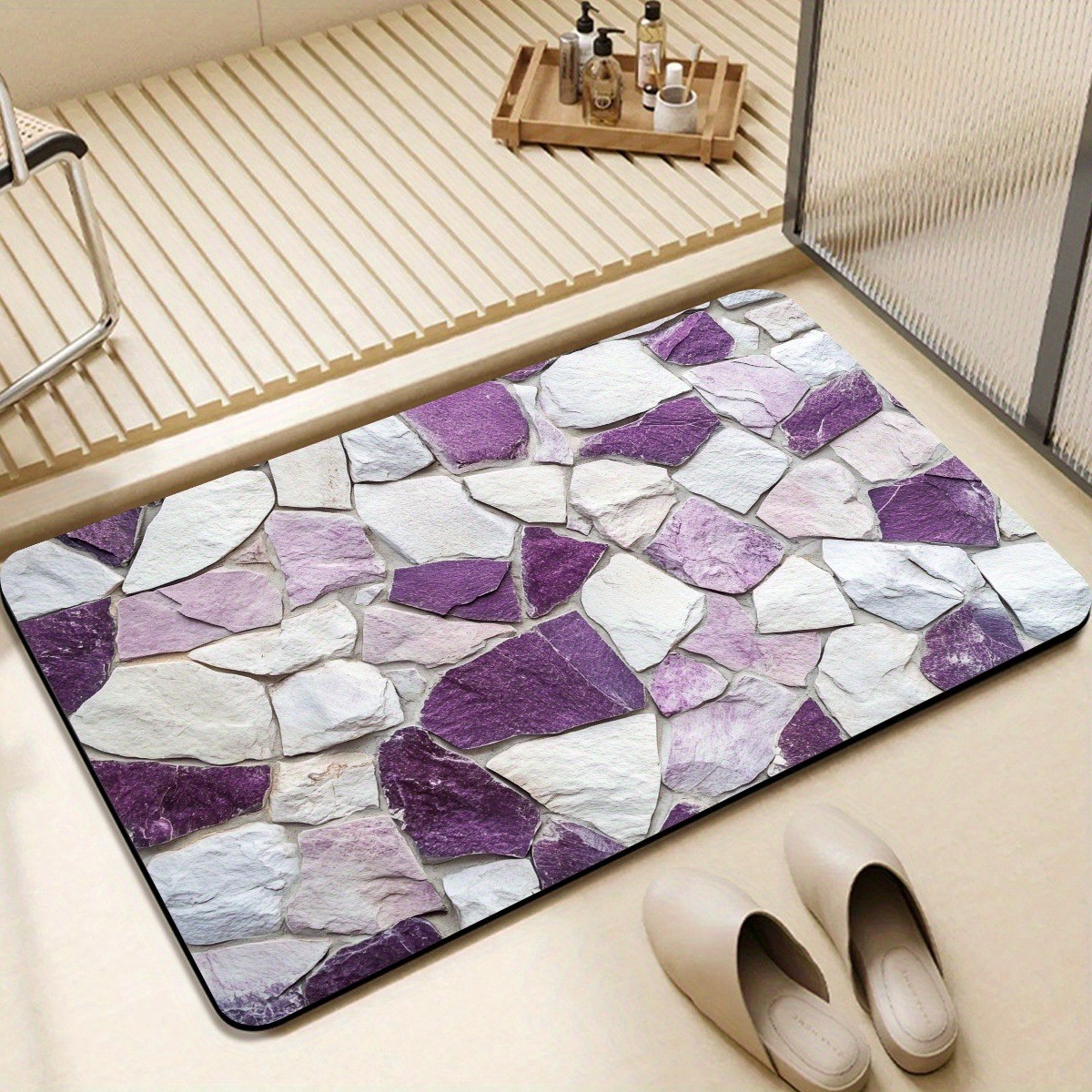 Non-Slip Quick-Drying Bath Mat Stone Design Soft Mat for Bathrooms Home Decor ↗