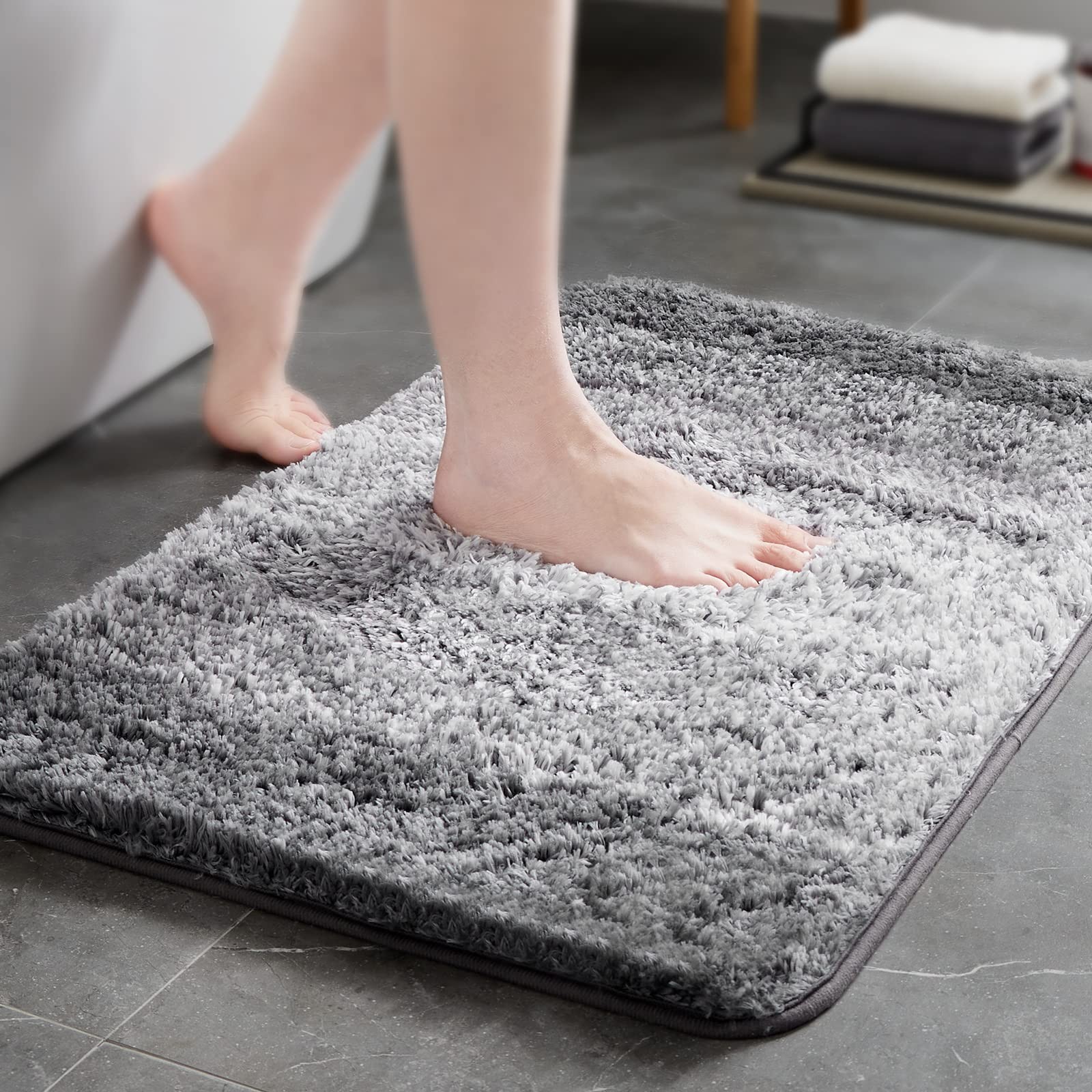 TECHMILLY Super Soft Shaggy Bathroom Rugs, Absorbent Thick Non Slip Microfibe…