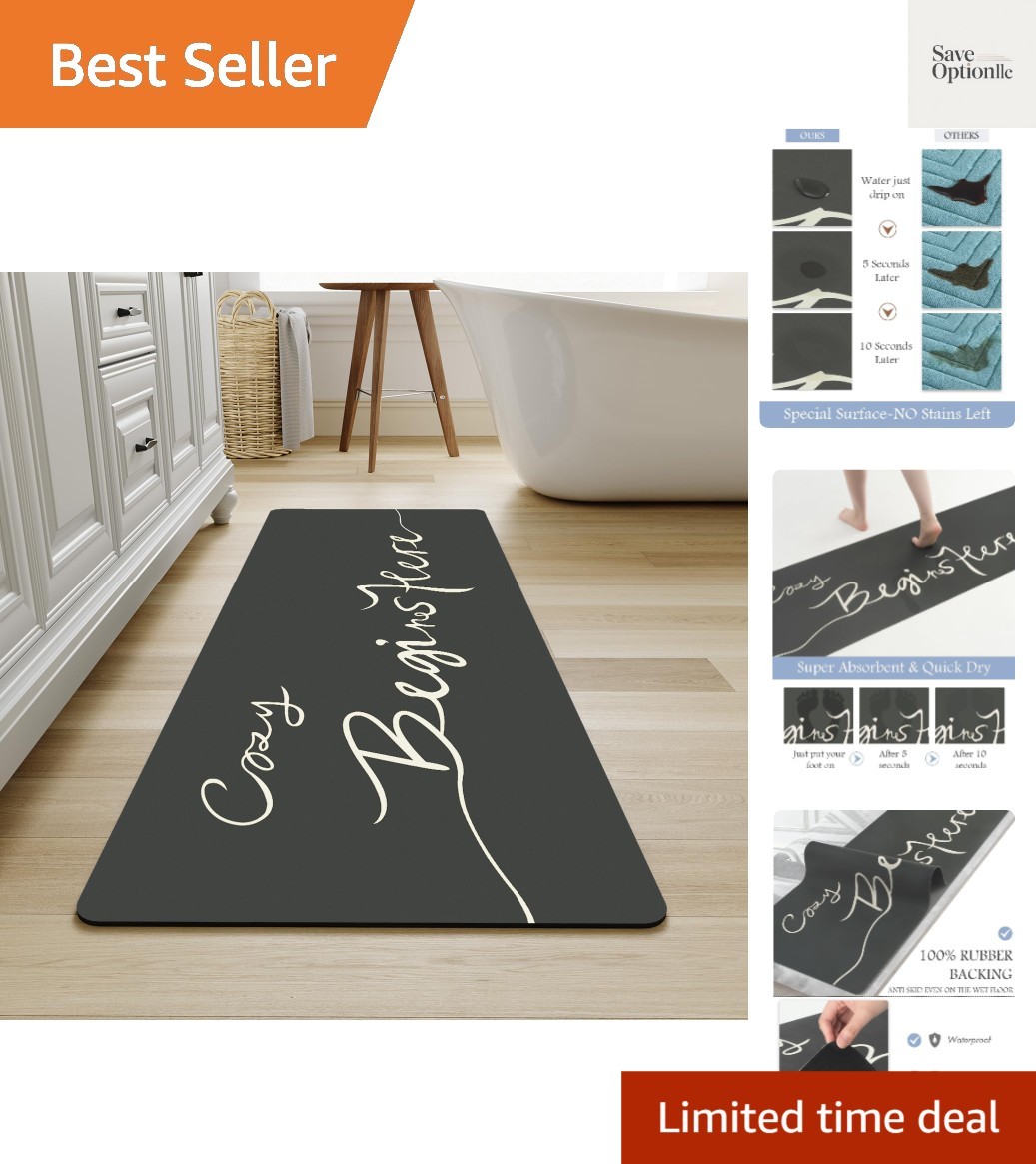 Bath Mat Rug Long Non Slip Super Absorbent Bathroom Runner Stain Resistant Qu…