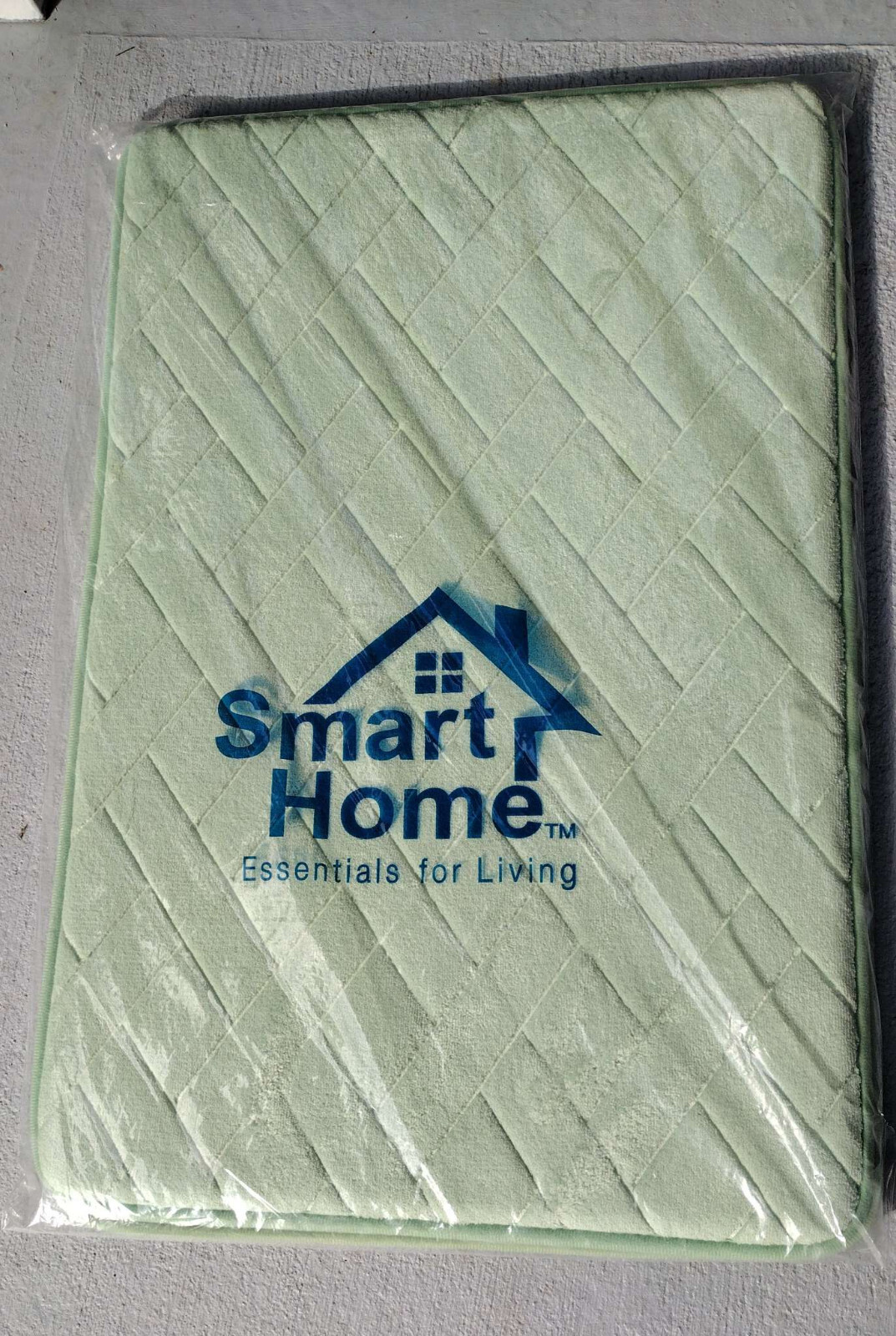 Smart Home Embossed Light green Non Slip Memory Foam Comfort Bath Mat Set of 2