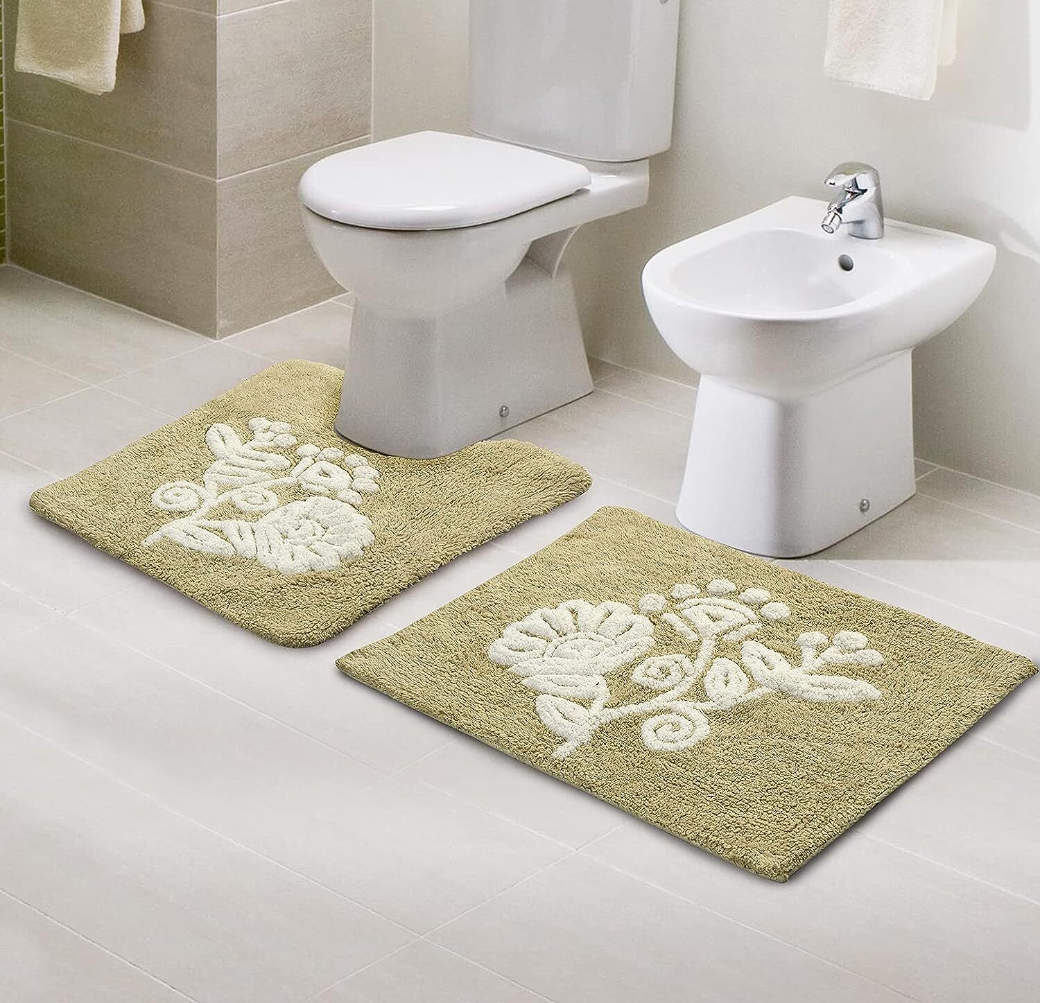 Soft Microfiber Bathmat Set with Contour (Pack of 2, 45×60 cm, 45×50 cm)