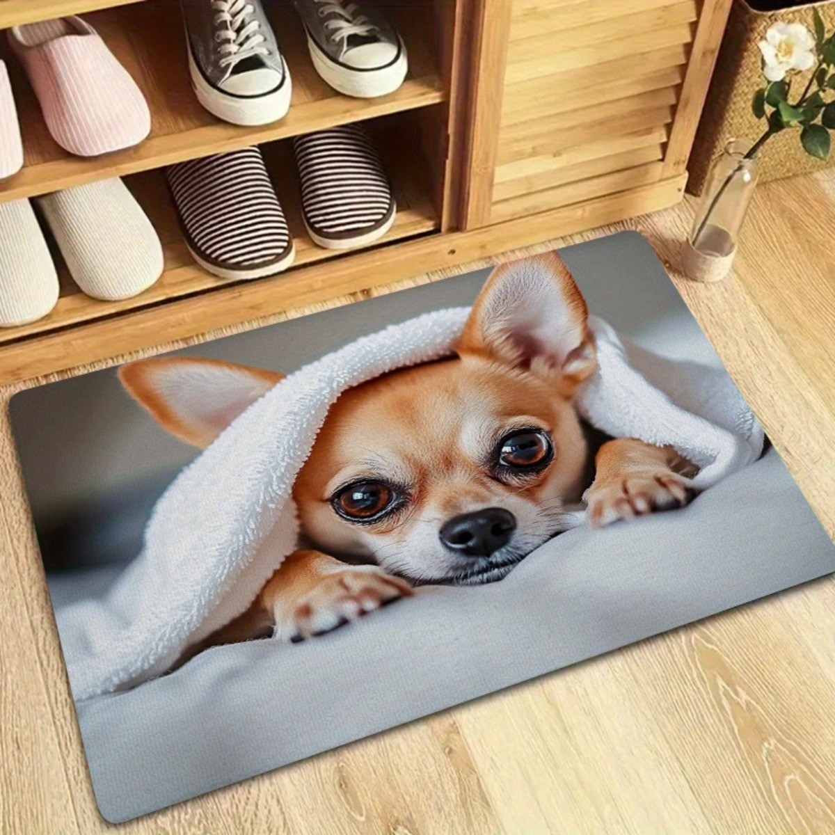 1pc Non-Slip Bath Mat Cute Chihuahua Dog Design Soft Bathroom Anti-Slip Backing↗
