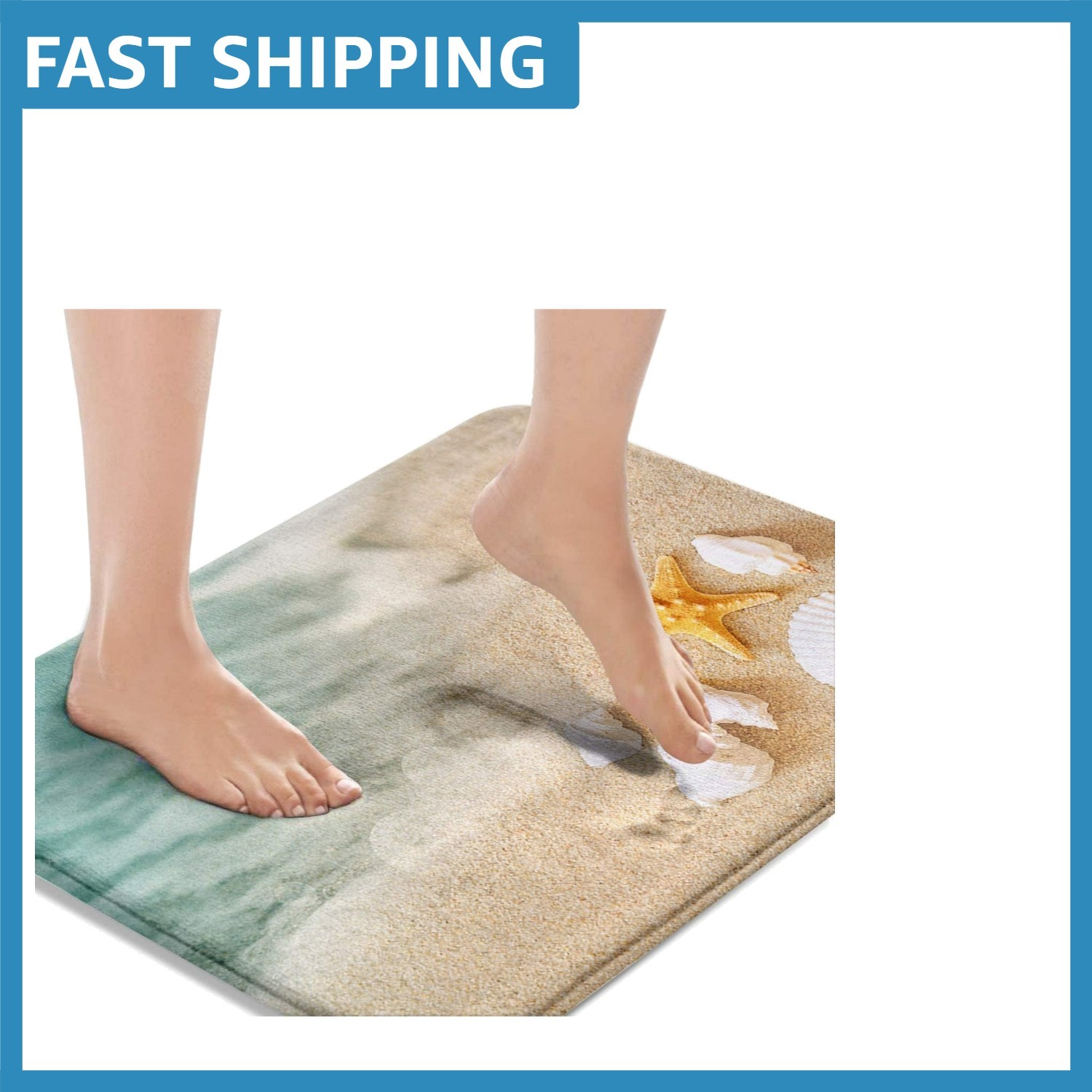 Cozy Beach-Themed Bath Mat 16×24 Inches – Water-Resistant & Quick Drying