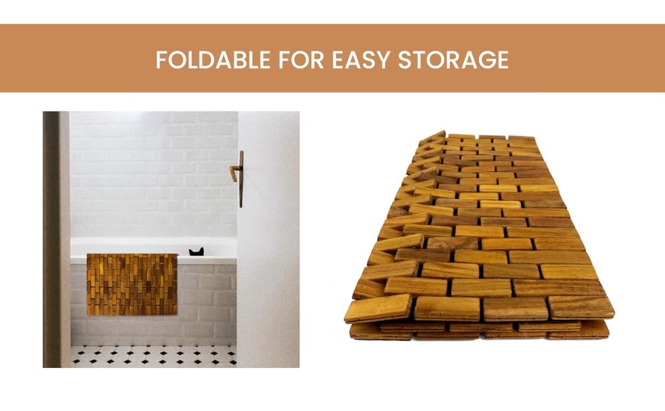 Teak Bath Mat & Shower Mat (24″ x 16.5″) | Wooden Flooring for Bathtub &