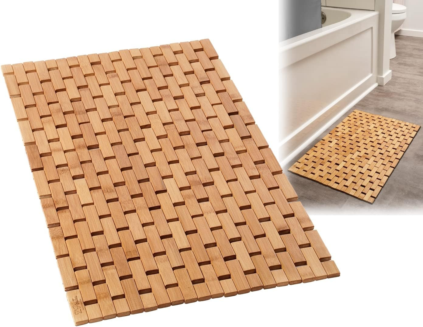 Bamboo Bath Mat – Foldable Wooden Bathmat – Accessories for Bathroom Sauna Spa T