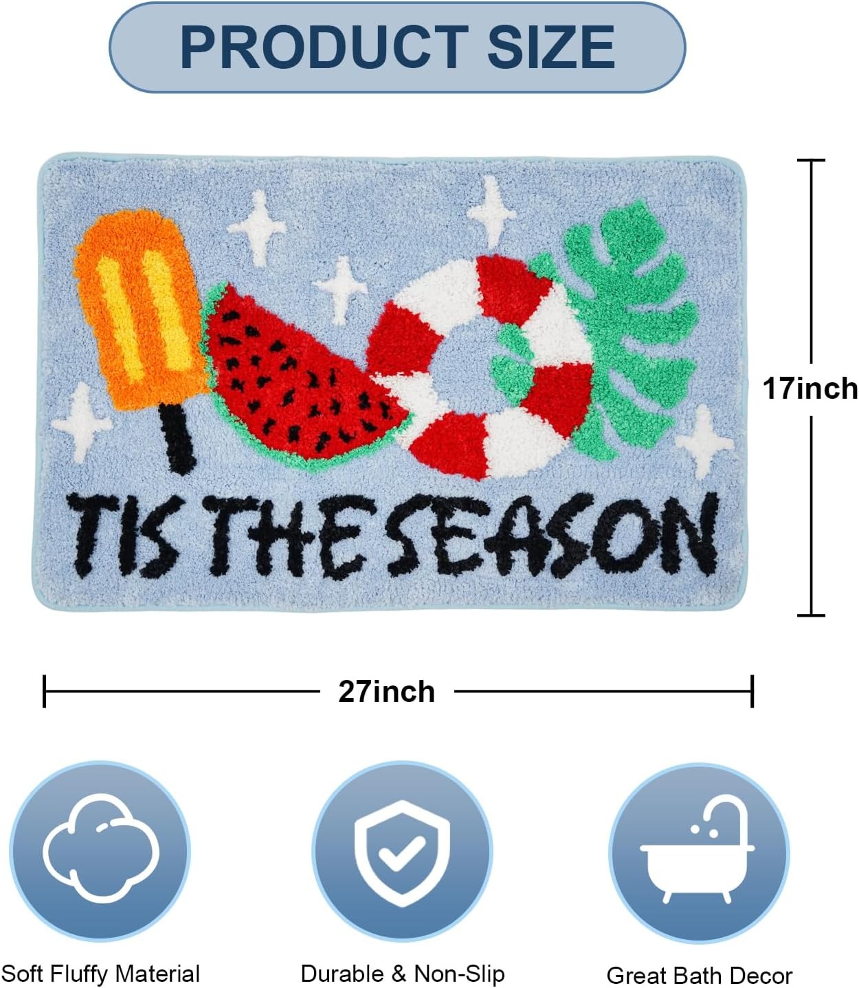 Summer Bath Mat Rug Tis The Season Bathroom Rug Bath Decor Indoor Bathroom Mat