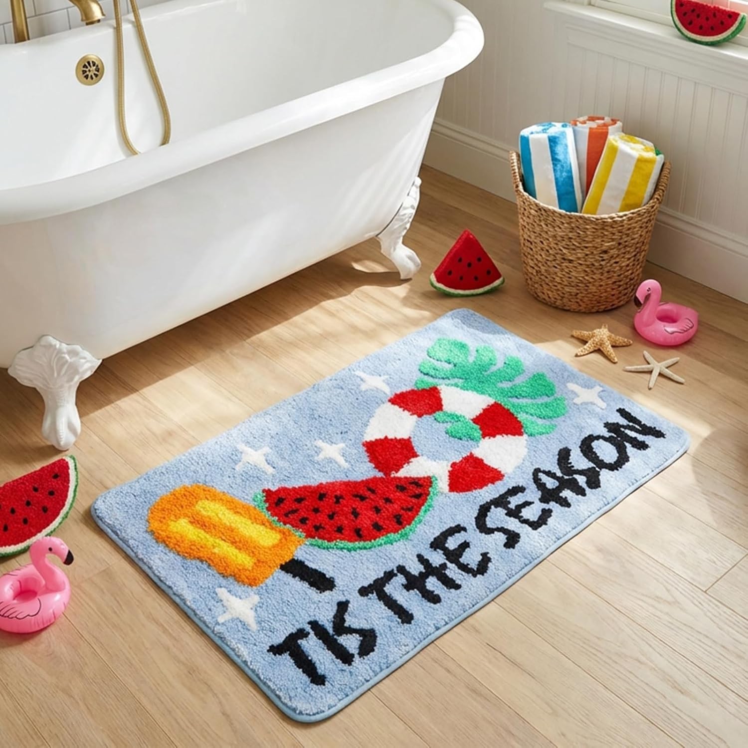 Summer Bath Mat Rug Tis The Season Bathroom Rug Bath Decor Indoor Bathroom Mat