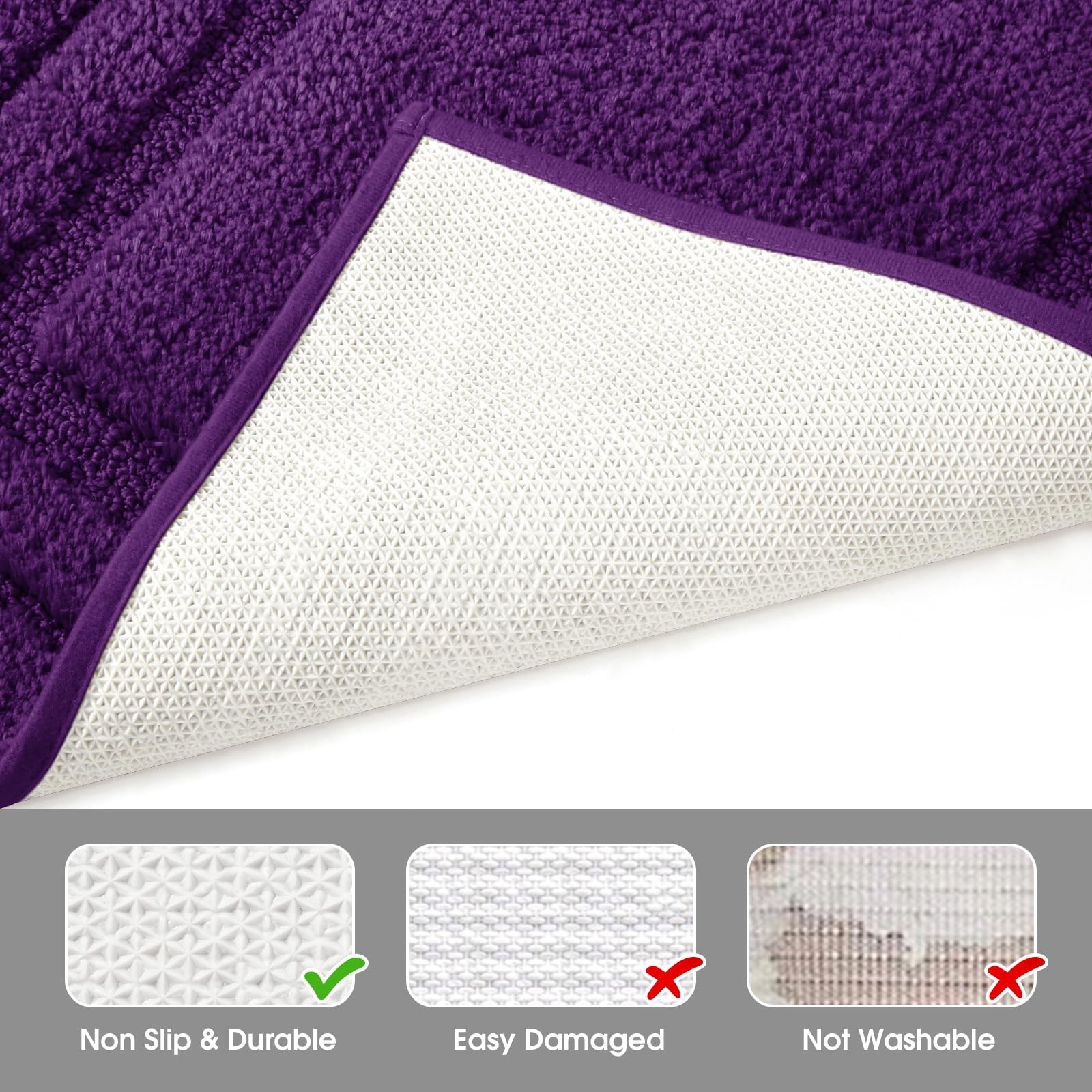 Bathroom Rugs Sets 2 Piece, Super Soft and Absorbent Non Slip Microfiber Mach…