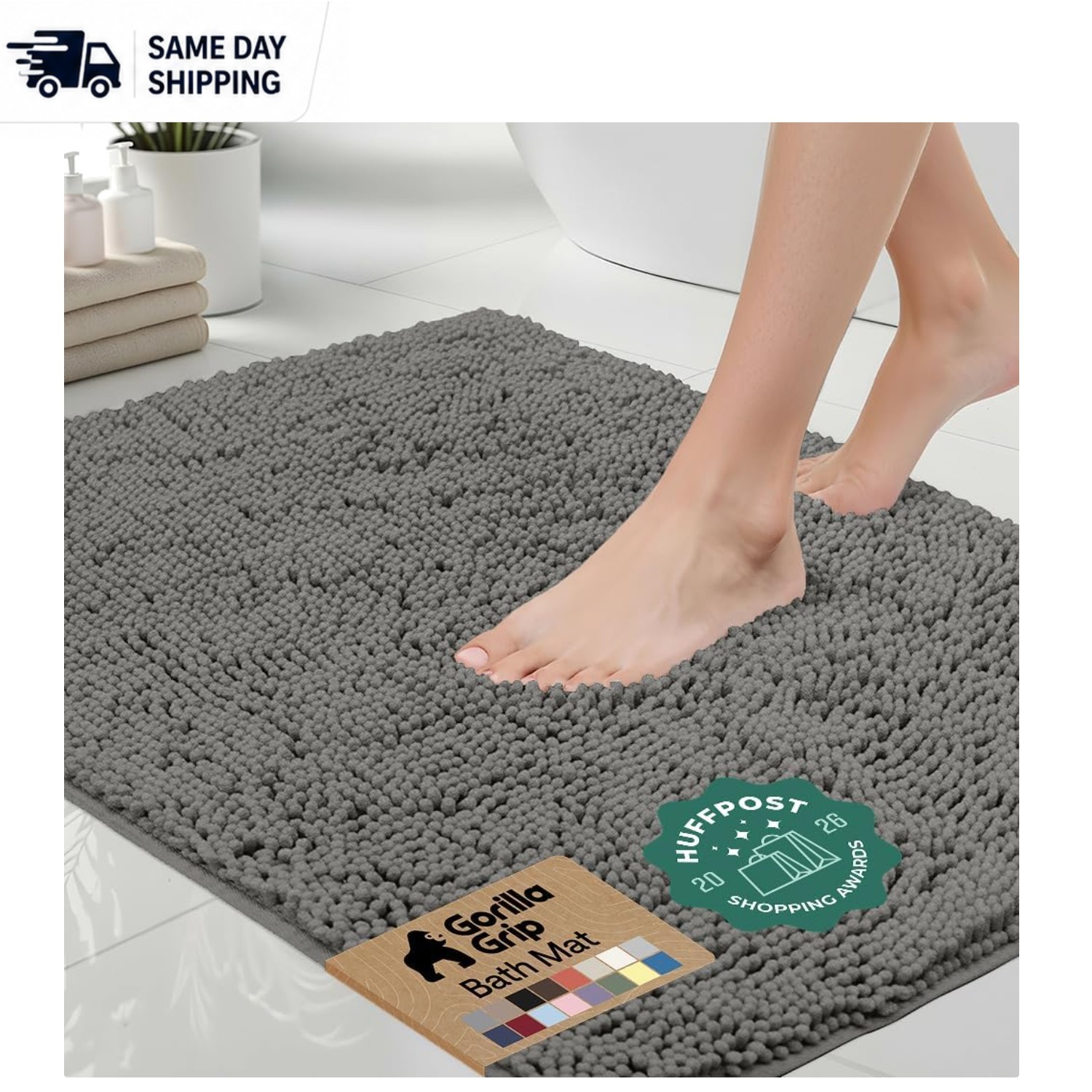 Soft & Thick 30×20 Bath Rug – Fade Resistant Chenille with Machine Wash Care