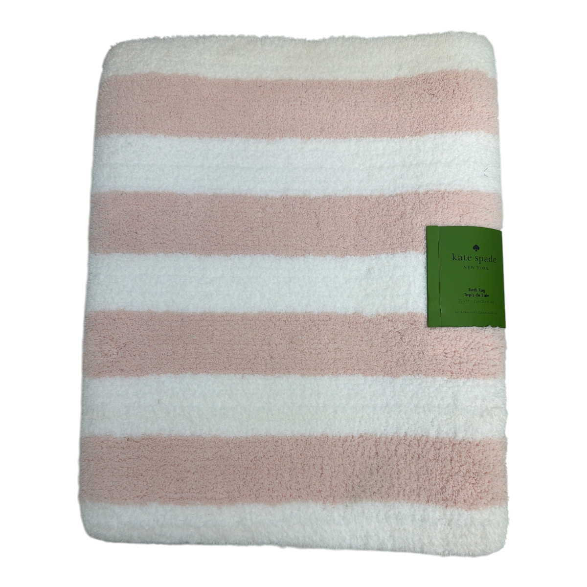 Kate Spade New York Pink White Stripe 20″ x 32″ Non-Slip Backing Bath Rug NWT