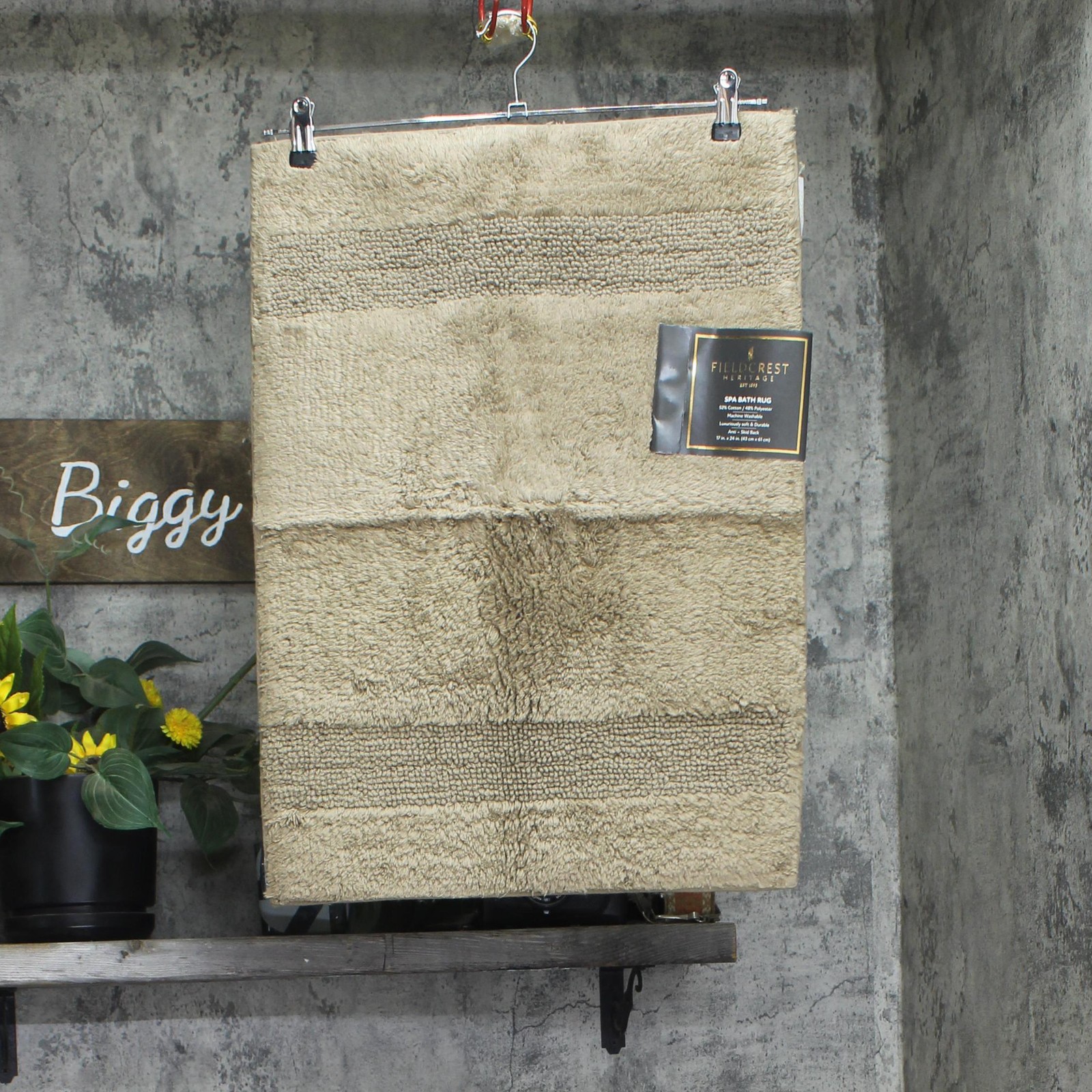 Fieldcrest Spa Bath Rug Anti-Skid Mat Linen Brown 17×24