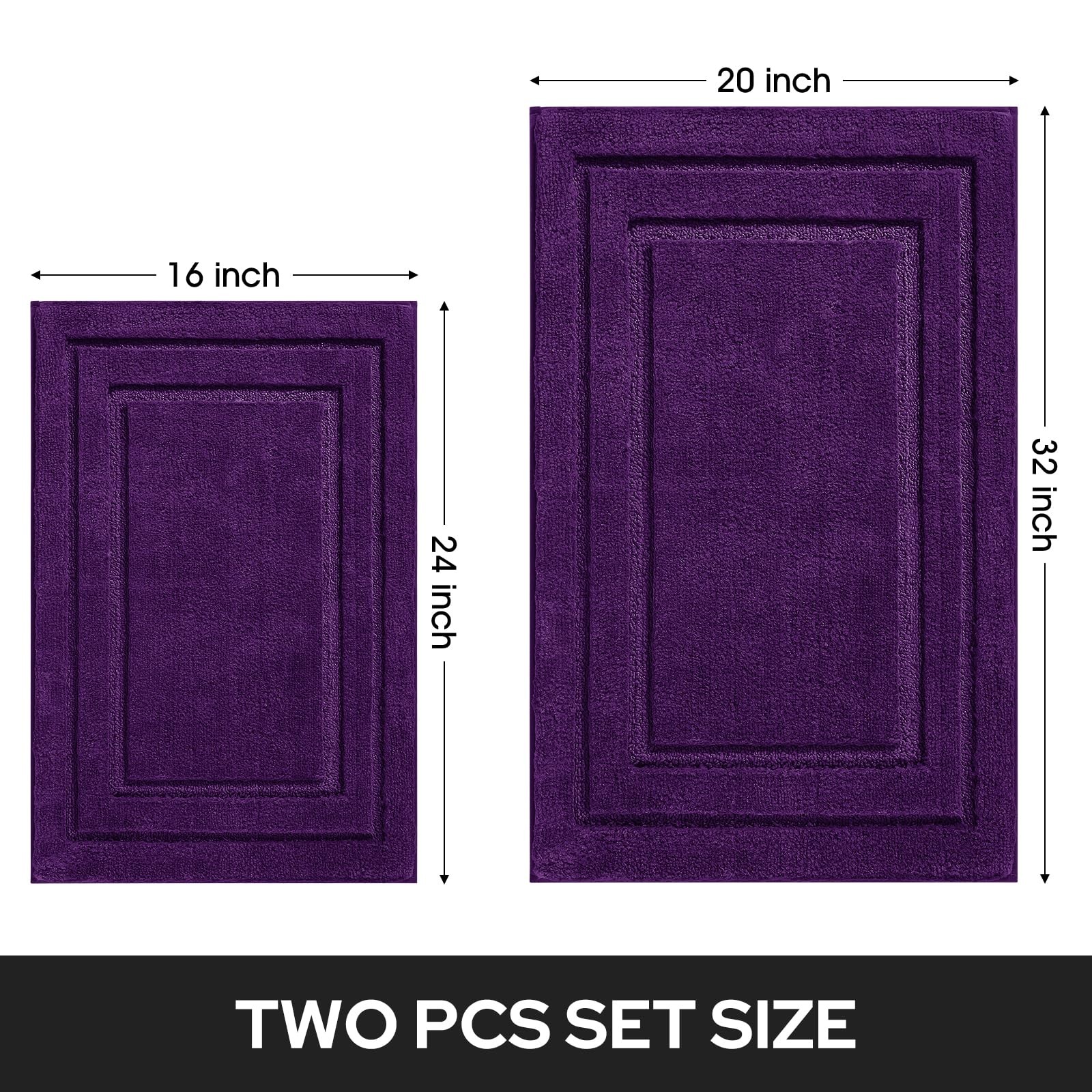 Bathroom Rugs Sets 2 Piece, Super Soft and Absorbent Non Slip Microfiber Mach…