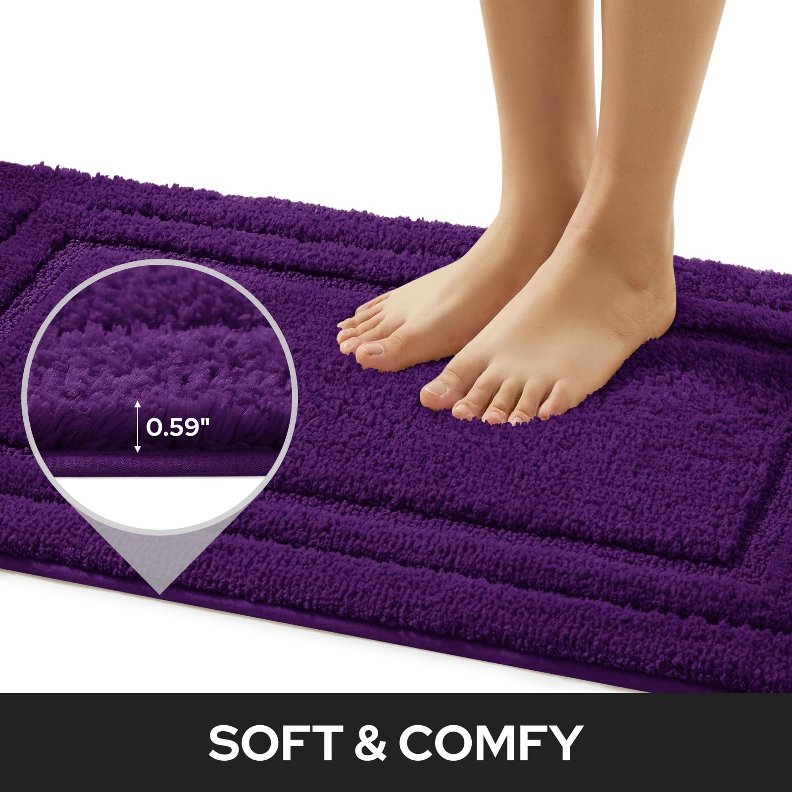 Bathroom Rugs Sets 2 Piece, Super Soft and Absorbent Non Slip Microfiber Mach…