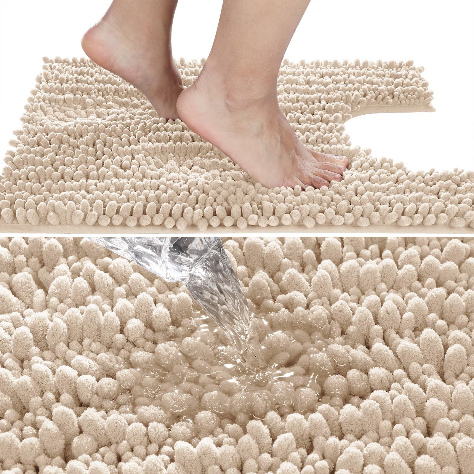 Yimobra Toilet Rug U Shaped Washable 24×20 Inch – 24″ X 20″, Light Brown