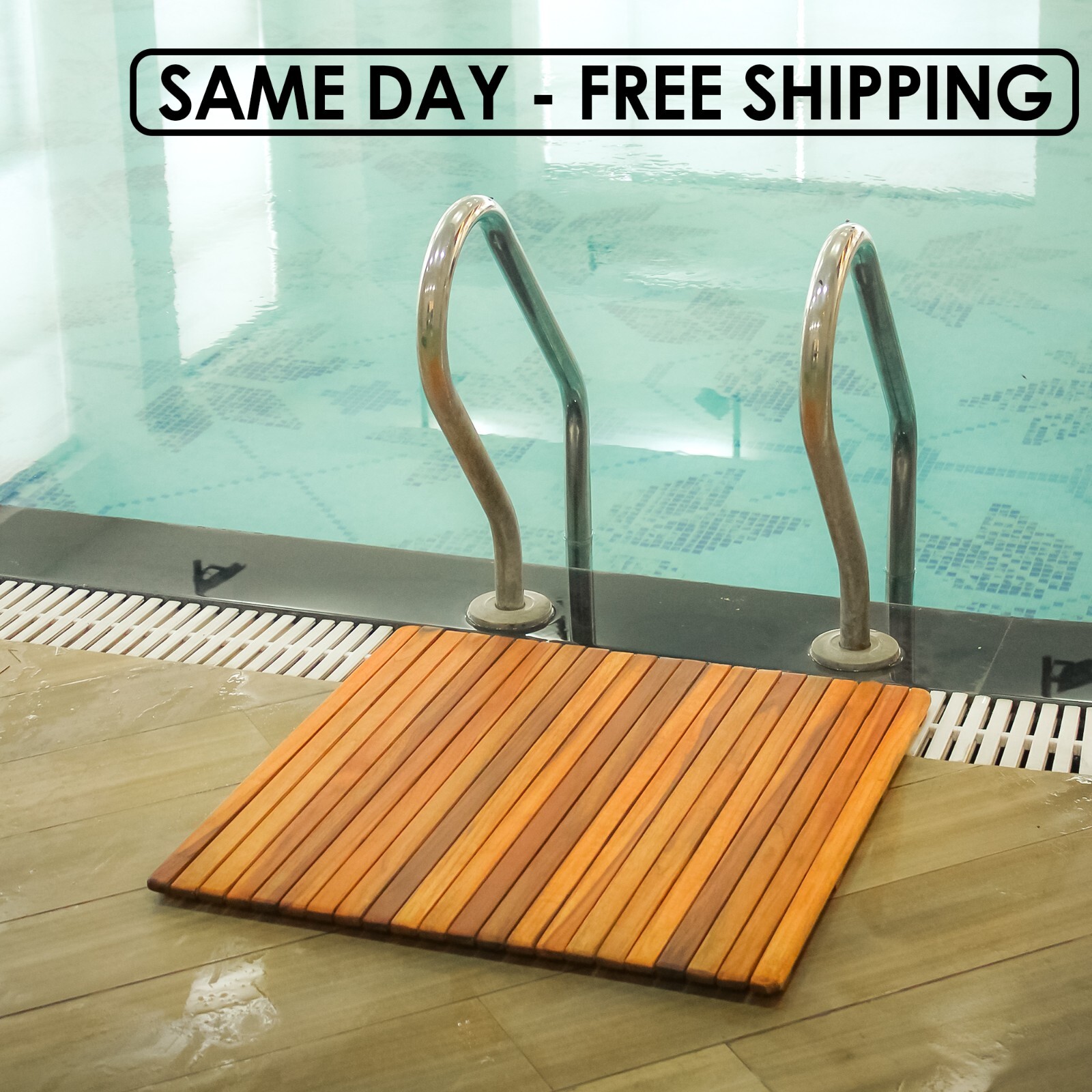 Wooden Shower Bath Mat,Non- Foldable,Non-Slip,Floor,Teak Wood- 24×24 inches