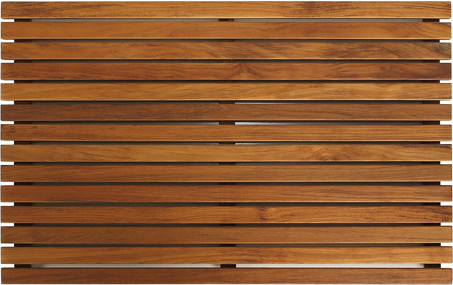 Zen Spa Shower or Door Mat in Solid Teak Wood and Oiled Finish, 31.5 by 19.5-Inc
