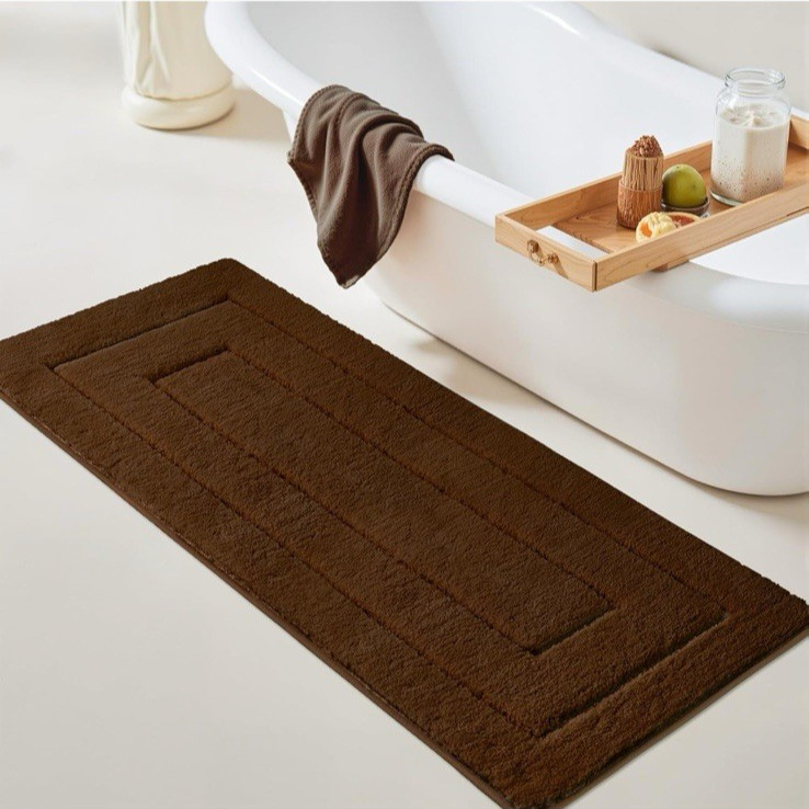 Bathroom Rug Non Slip 24″ x 59″ Brown Super Soft Microfiber – NEW