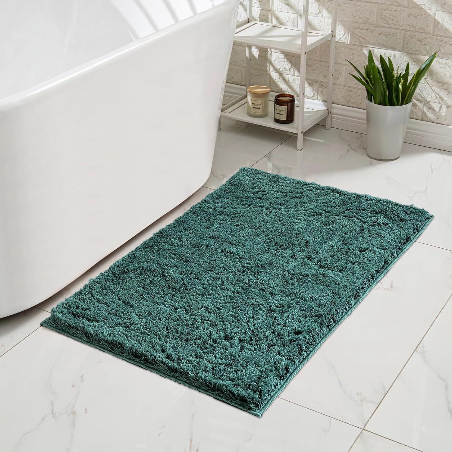 CozeCube Green Bathroom Rugs 47″ x 24″, Christmas Bath mats for Bathroom Non