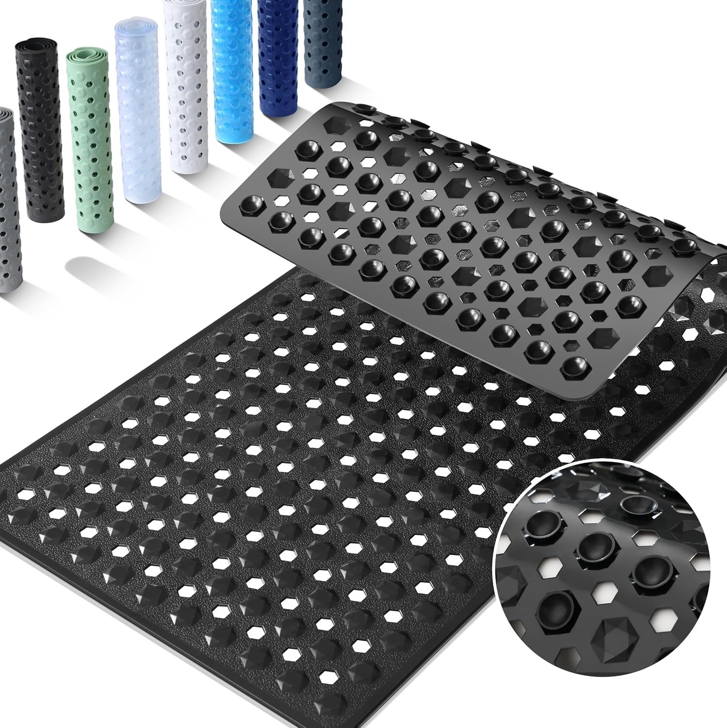 Bathtub Mat Non Slip, 34.5″X15.5″ Long Shower Mat For Inside Shower, Machine