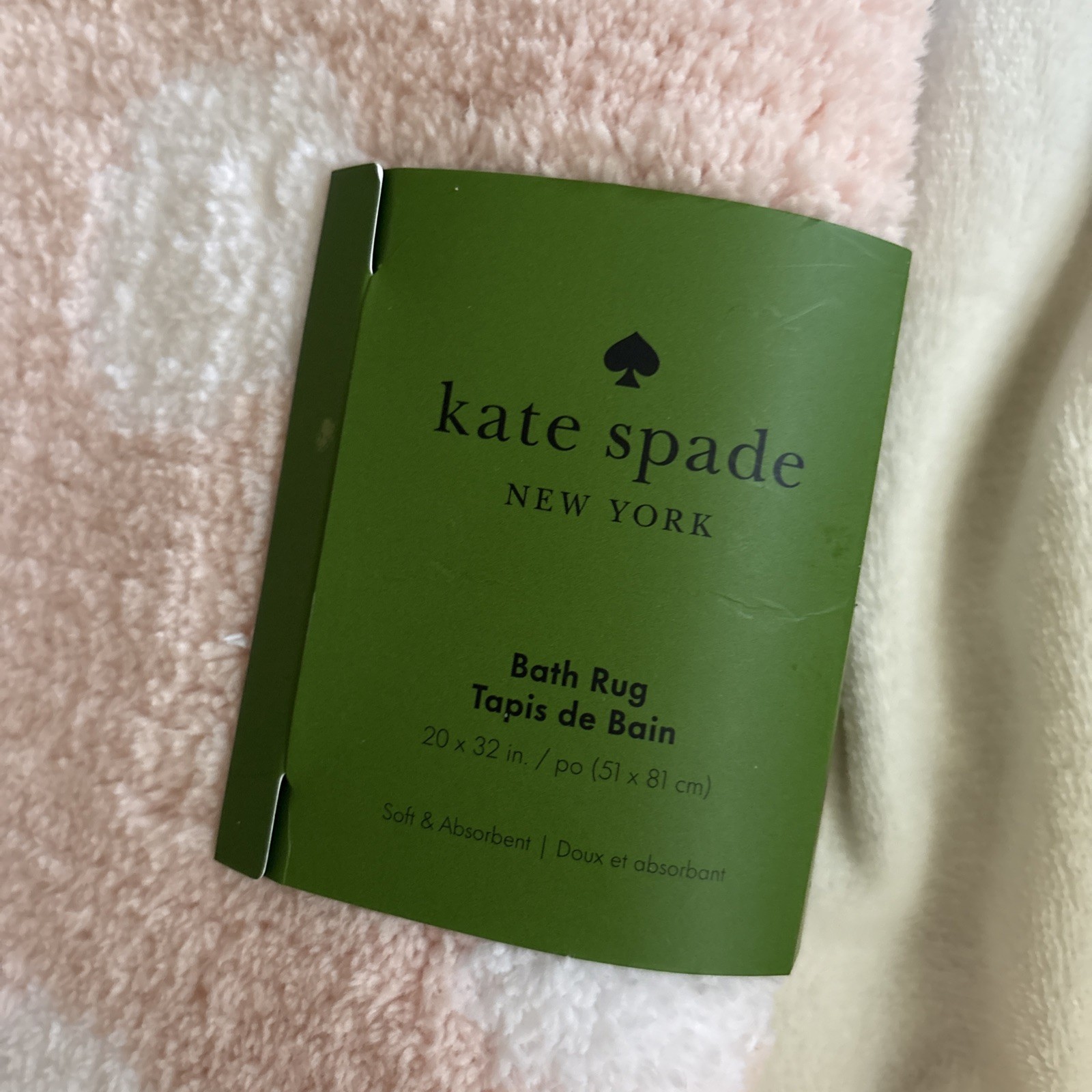 KATE SPADE NEW YORK Pink / White Polka Dot 20″ x 32″ Non-Slip Backing Bath Rug