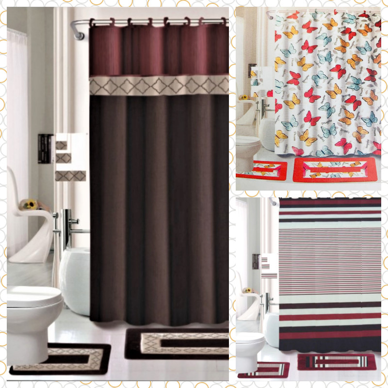 15pc bath bundle complete set new modern styles shower curtain hooks bath mat