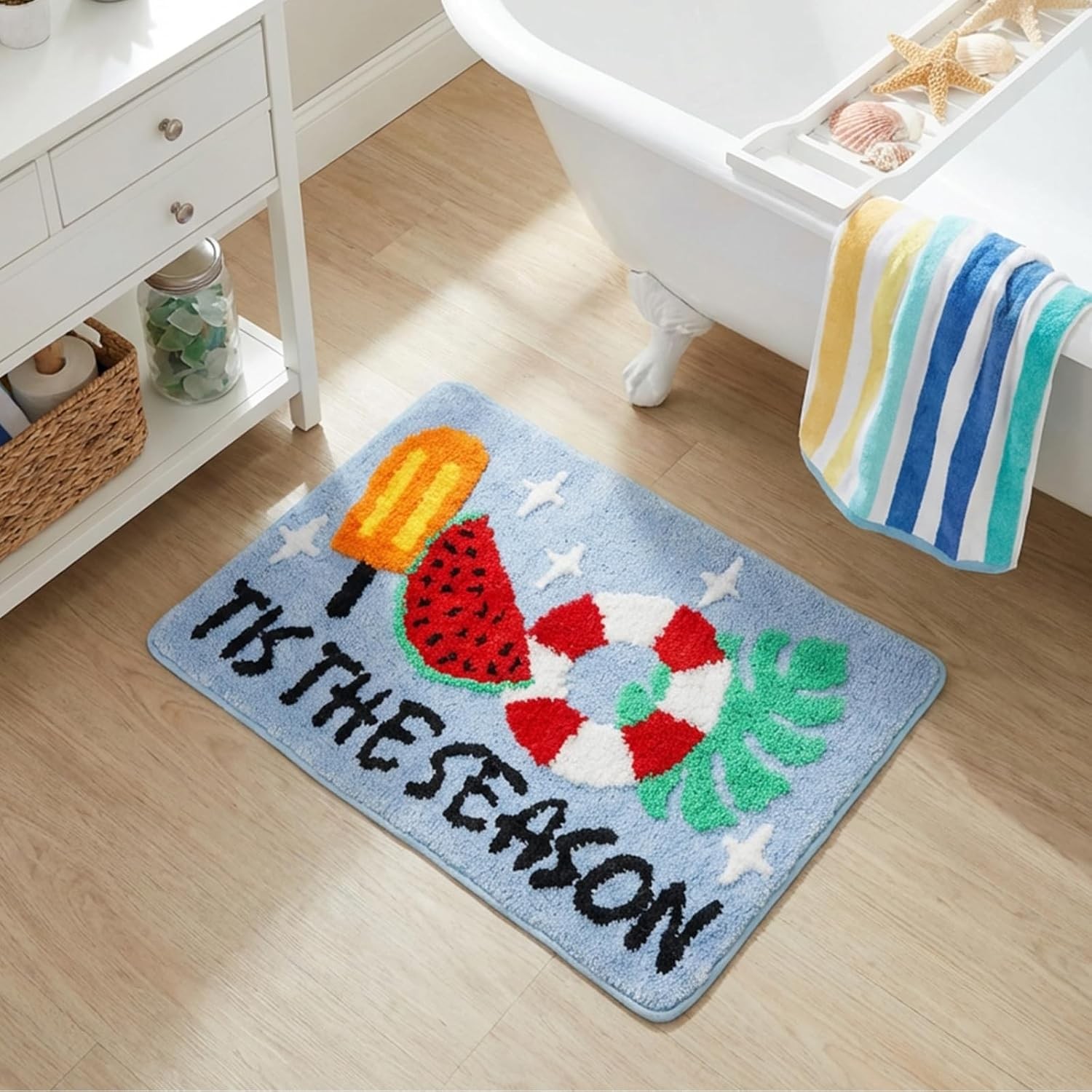 Summer Bath Mat Rug Tis The Season Bathroom Rug Bath Decor Indoor Bathroom Mat