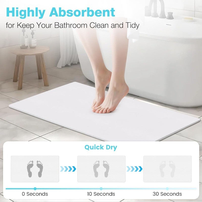 Stone Bath Mat Diatomaceous Earth Shower Mat Non-Slip Super Absorbent Diatomite