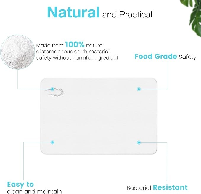 Diatomaceous Earth Stone Bath Mat Non-Slip Fast Drying Mat 23.6″ x 15.4″ White