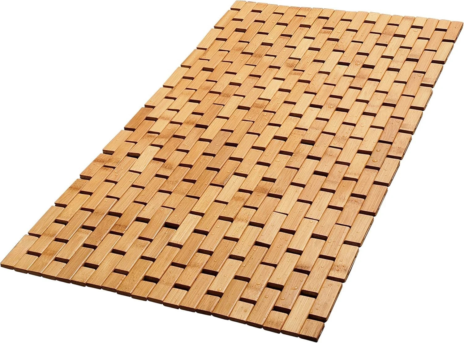 Large Bamboo Bath Mat – 34 X 18 X 0.4 Inches, Foldable Wood Bathmat