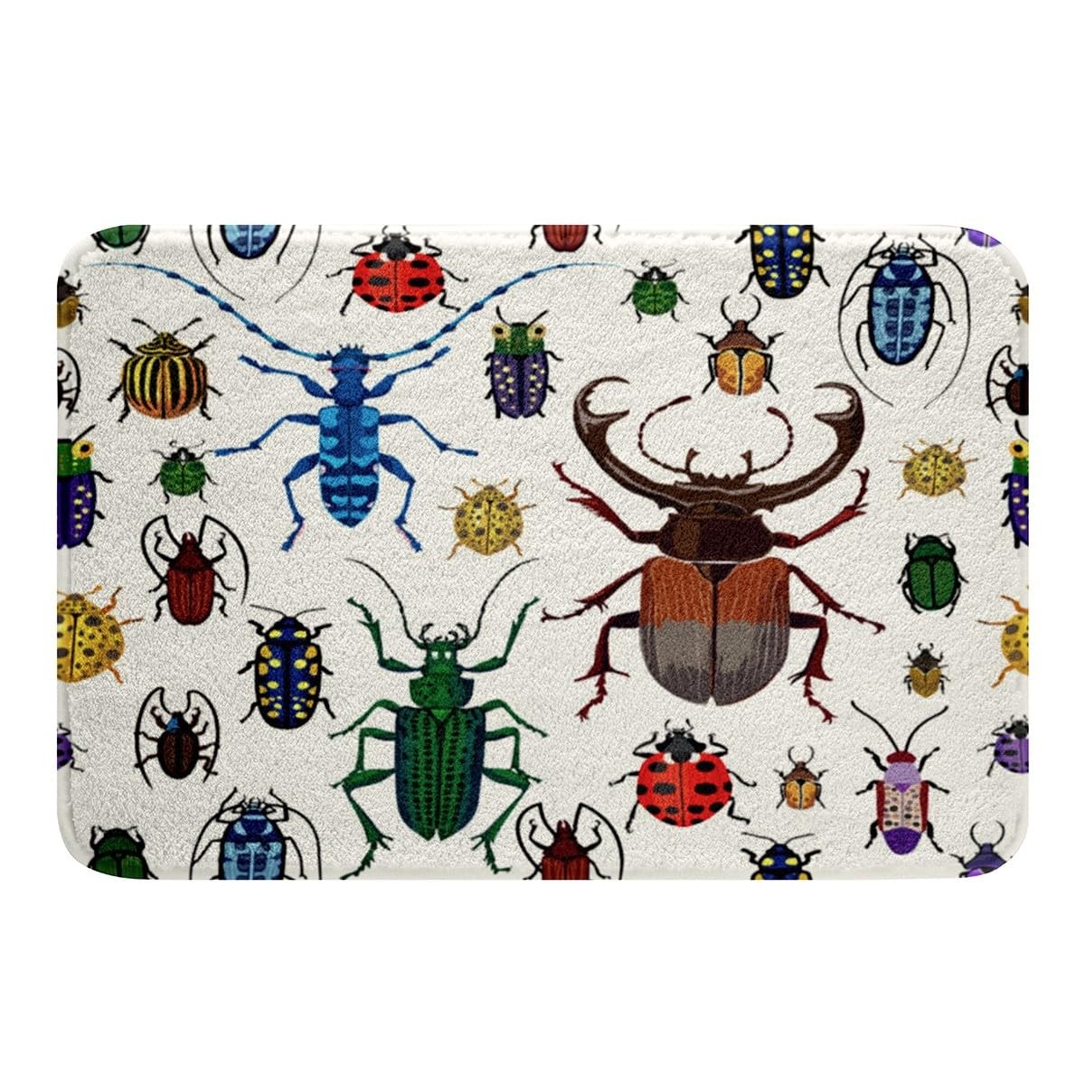Beetle Bath Rugs for Bathroom,Colorful Ladybug Bugs Bathroom Mats Rugs Non Si…