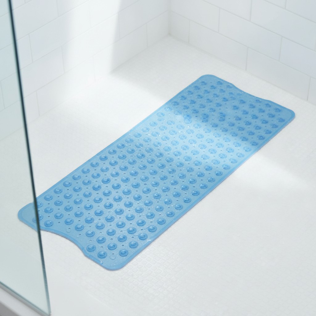 Clear Blue Non-Slip Shower Mat 40×16 Inches – Safety for Elderly & Kids