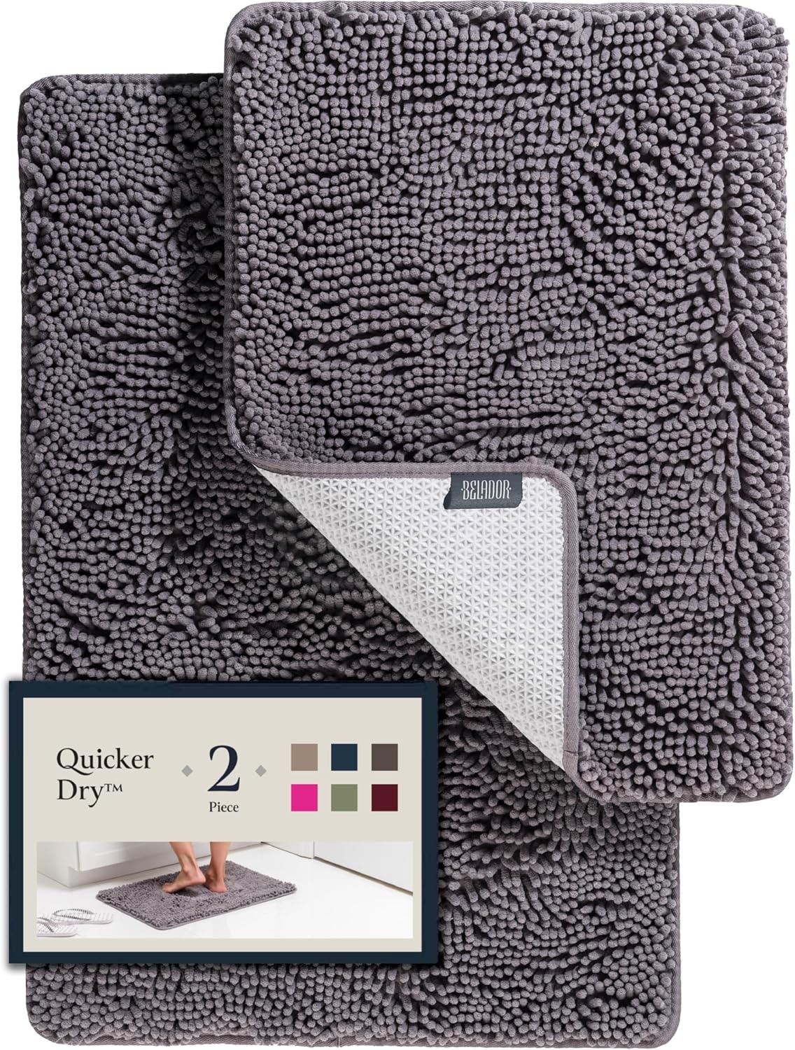 Bathroom Rugs Sets 2 Piece- Plush Bath Mat Set Quick-Dry Soft Chenille Mat