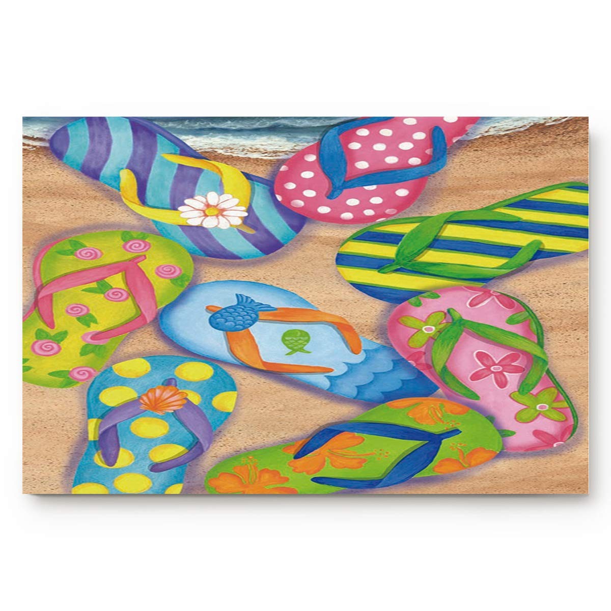 Colorful Beach Sandal Flip Flops Print Bathroom Rugs Soft Bath Rugs Non Slip,…