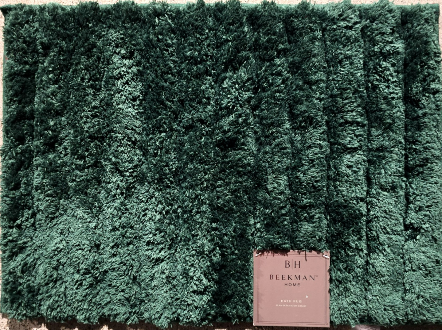 BEEKMAN 100% POLYESTER HUNTER DARK GREEN STRIPE TEXTURE SHAG BATH RUG,FLOOR MAT