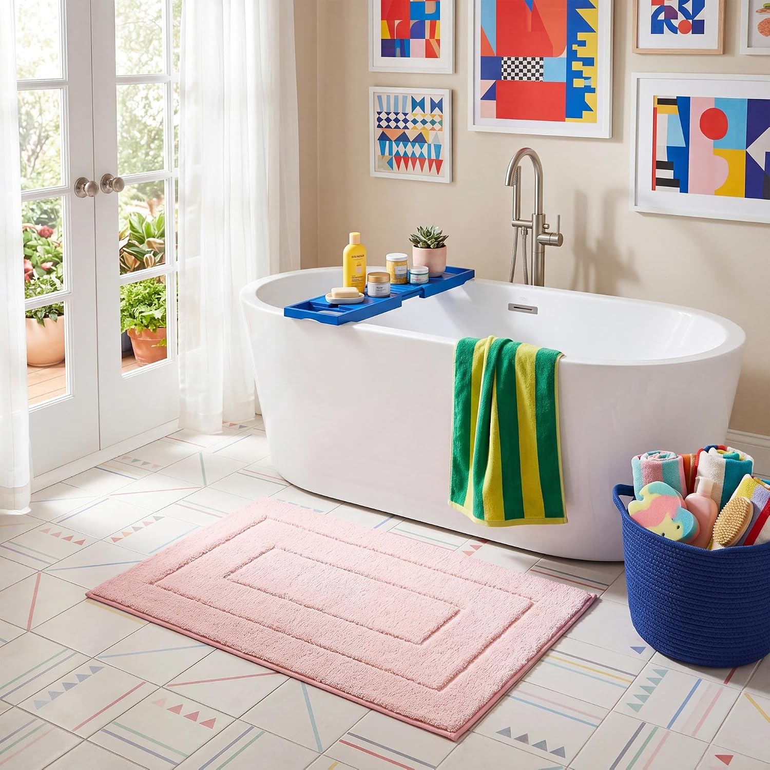 Bathroom Rugs and Mats, 16″ x 24″ Non-Slip Bath Mat for Bathroom, Super Soft