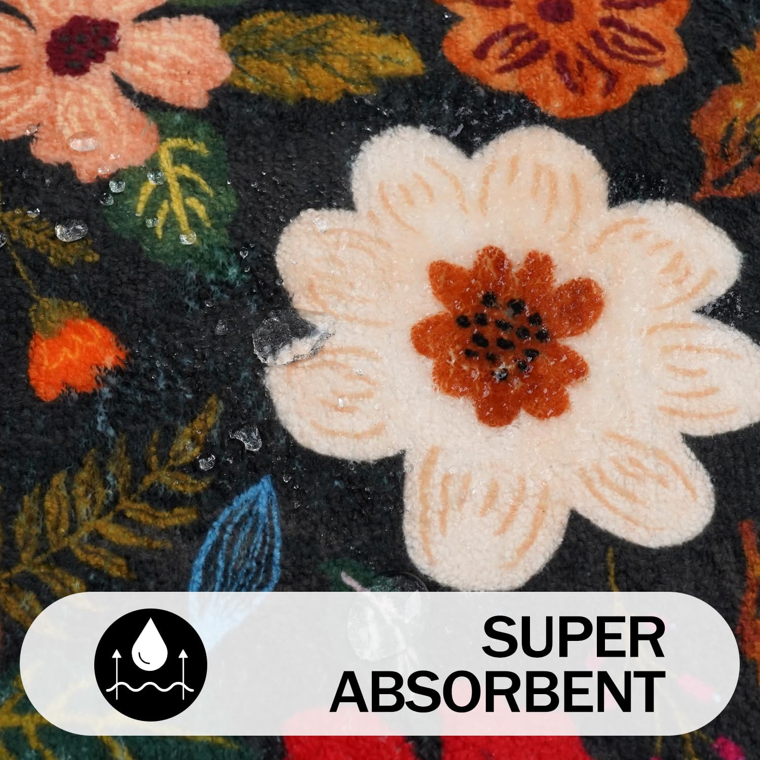 Floral Bathroom Rugs Large Long Bath Mat, Black Bathroom Runner Rugs 24 x 60 …